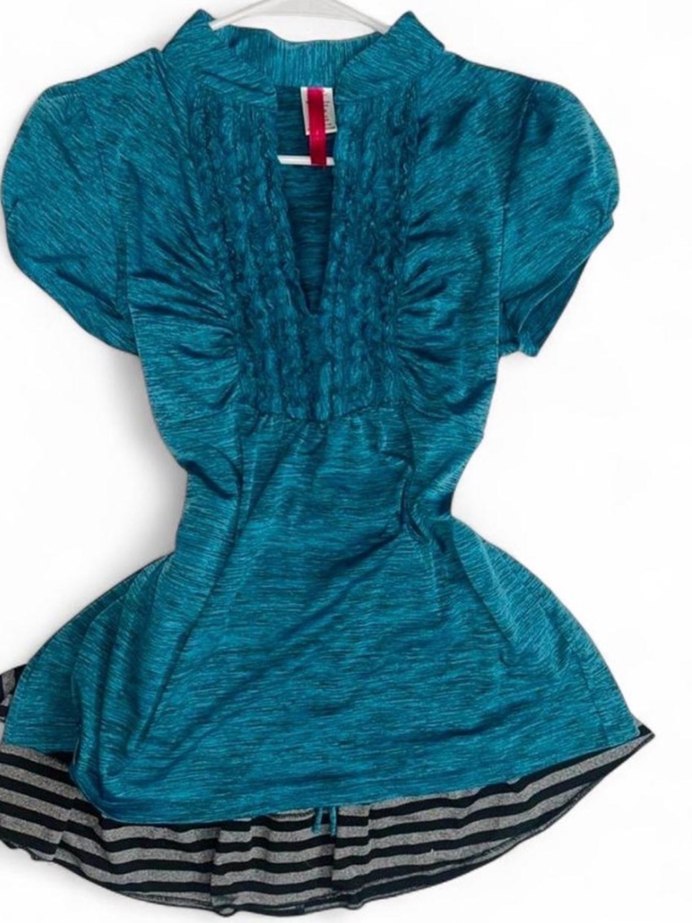 Teal Ruffled V-Neck Women's Top Heart Soul